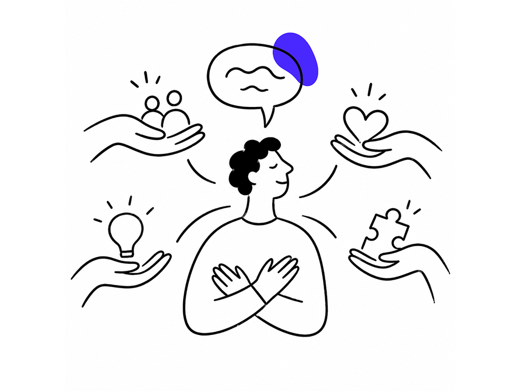 "Personas comunicándose y colaborando con ideas que se entrelazan"
