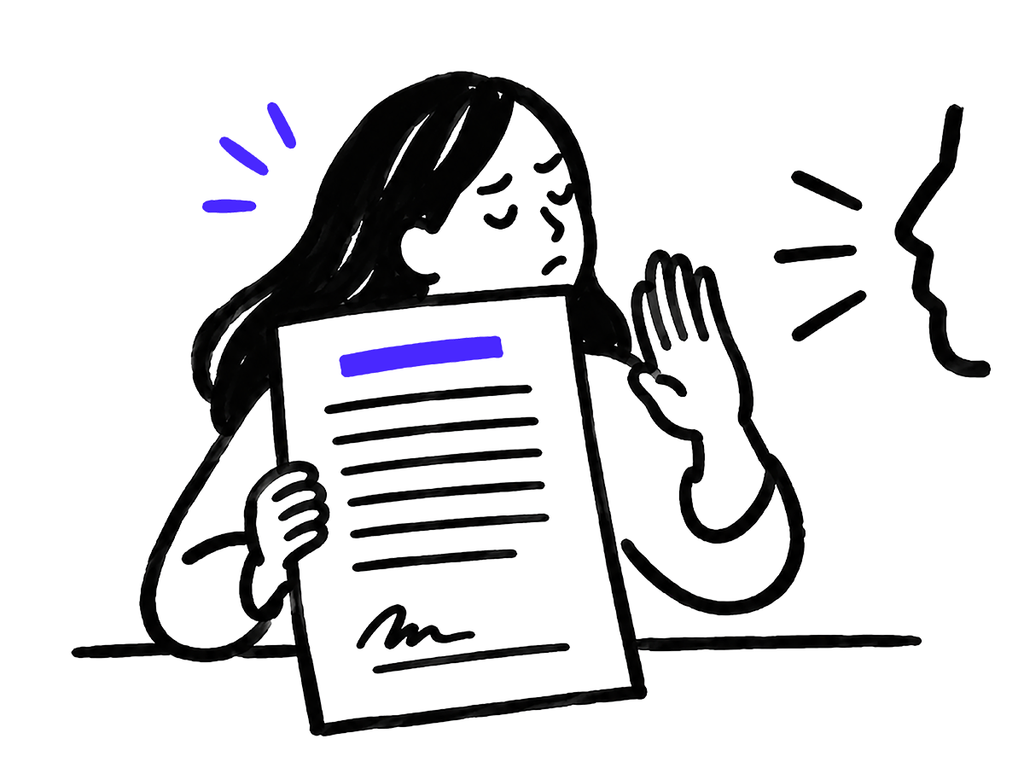 Persona sosteniendo un documento y levantando la mano para detener a alguien que le grita, representando la presión de una mala comunicación